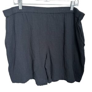 Coldwater Creek Gauze Shorts XLP Black Pull On Cotton Stretch Beach Coastal